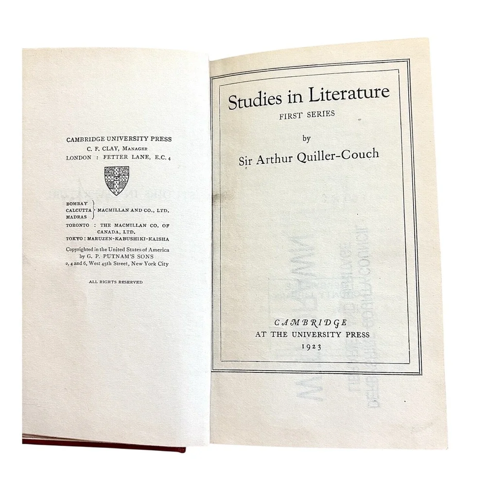 Studies in Literature, First Series (Sir Arthur Quiller-Couch - 1923‎